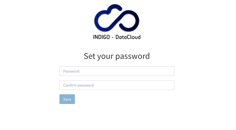 INDIGO IAM Registration change password form
