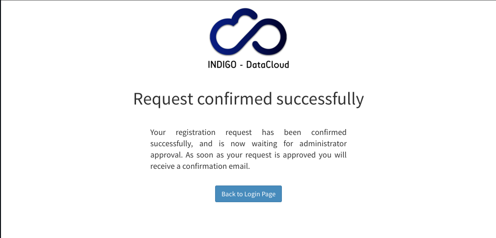 INDIGO IAM Registration validation page